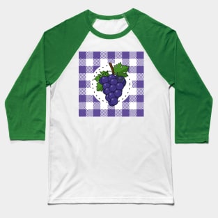 Grapes on White Violet Plaid Baseball T-Shirt